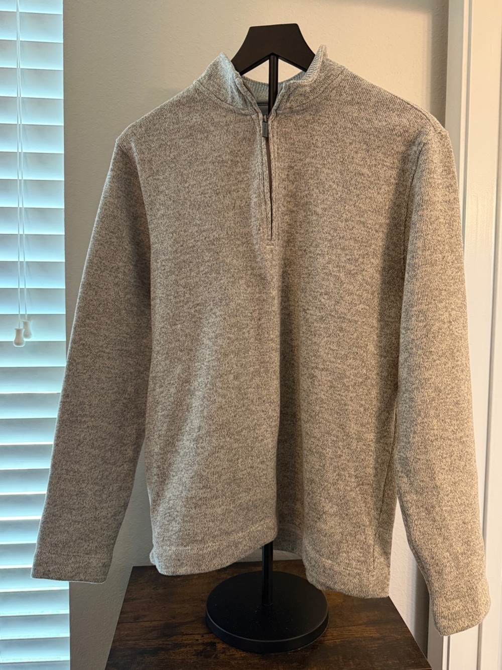 Van Heusen Heathered Light Gray Half-Zip Sweater